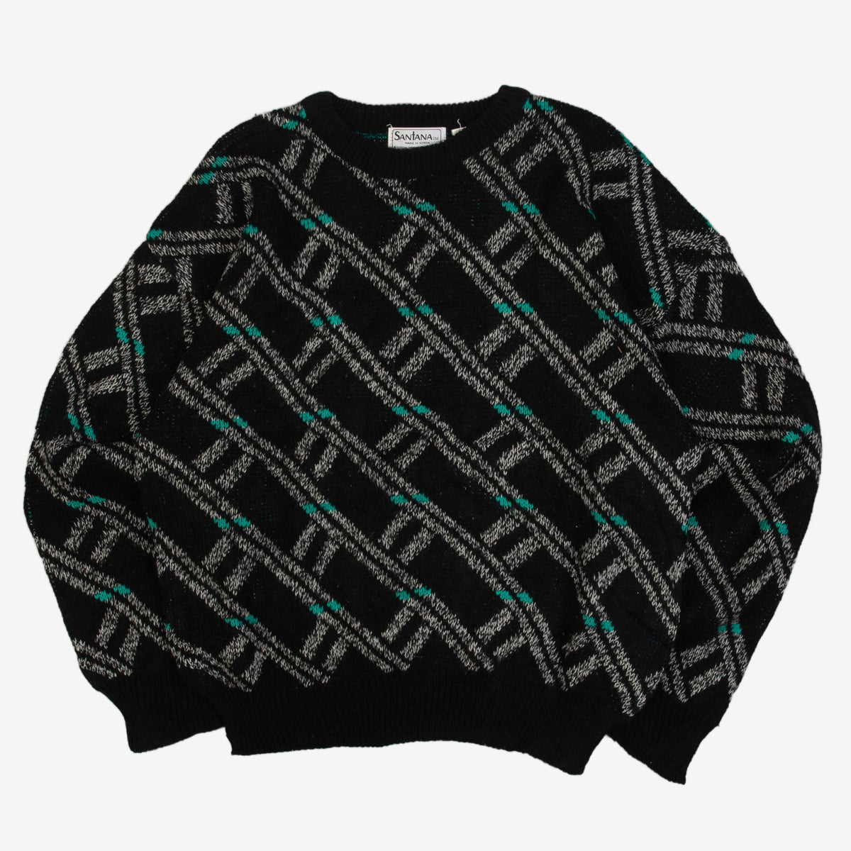 WOMEN'S VINTAGE 1980S PATTERNED KNITTED JUMPER - LARGE