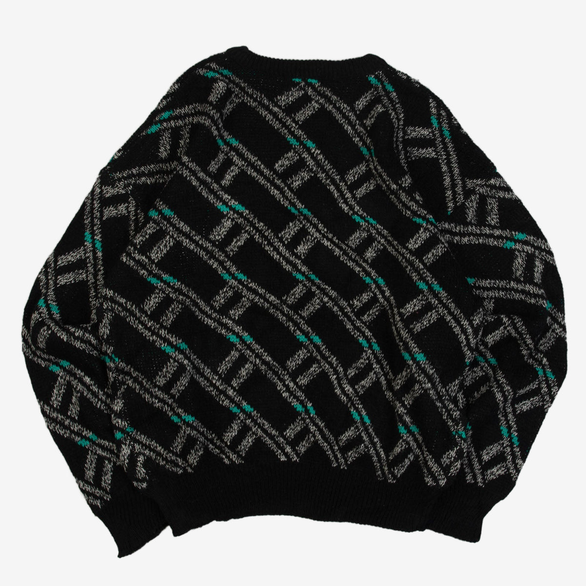 WOMEN'S VINTAGE 1980S PATTERNED KNITTED JUMPER - LARGE