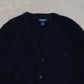 MEN'S VINTAGE 1980S IZOD KNITTED CARDIGAN - LARGE