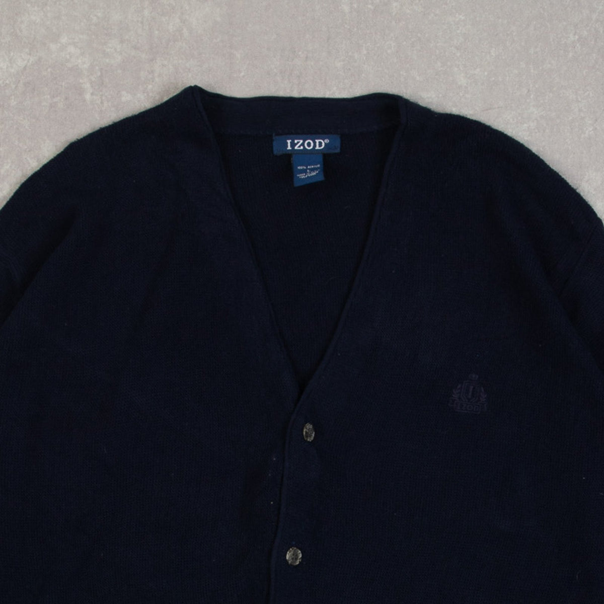 MEN'S VINTAGE 1980S IZOD KNITTED CARDIGAN - LARGE