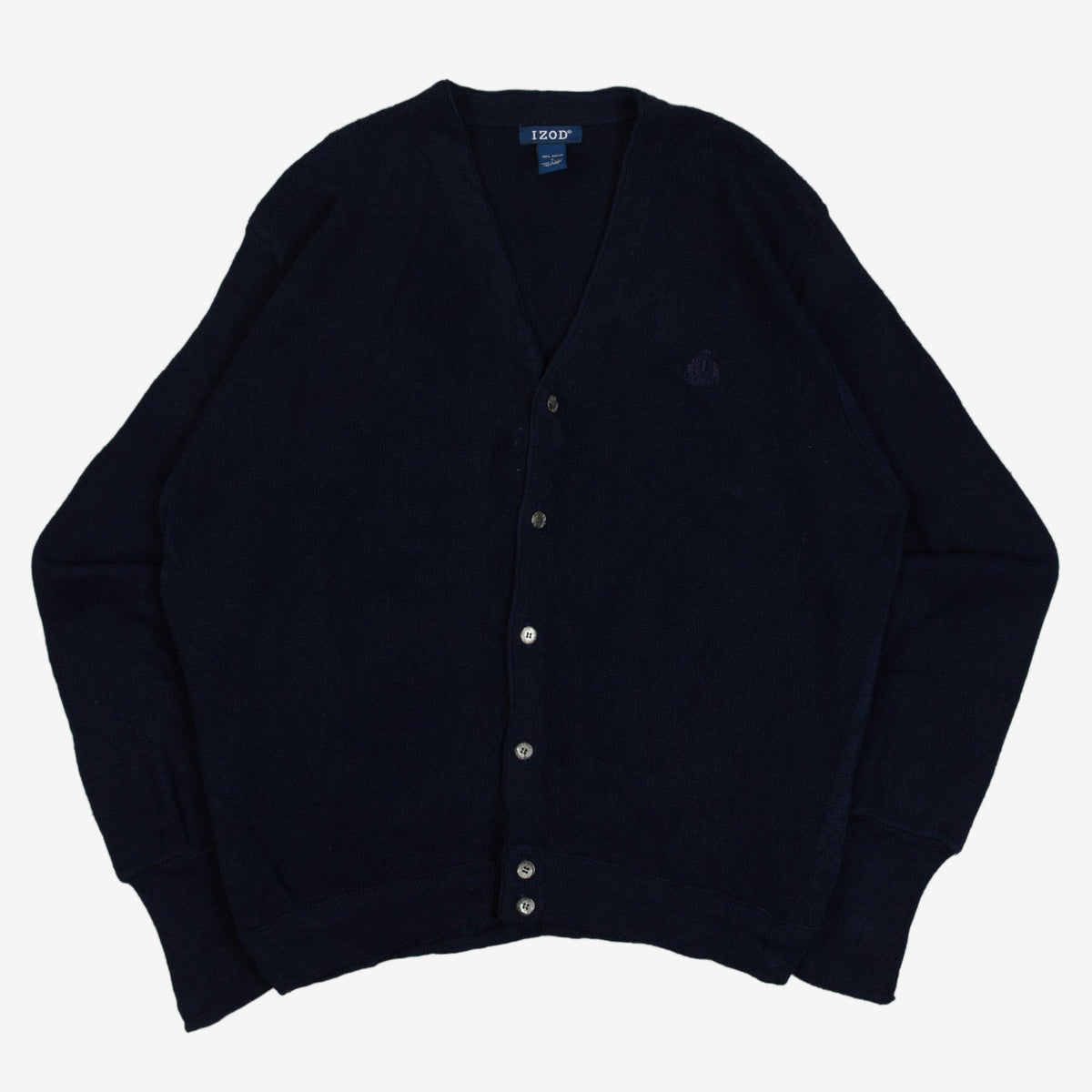 MEN'S VINTAGE 1980S IZOD KNITTED CARDIGAN - LARGE