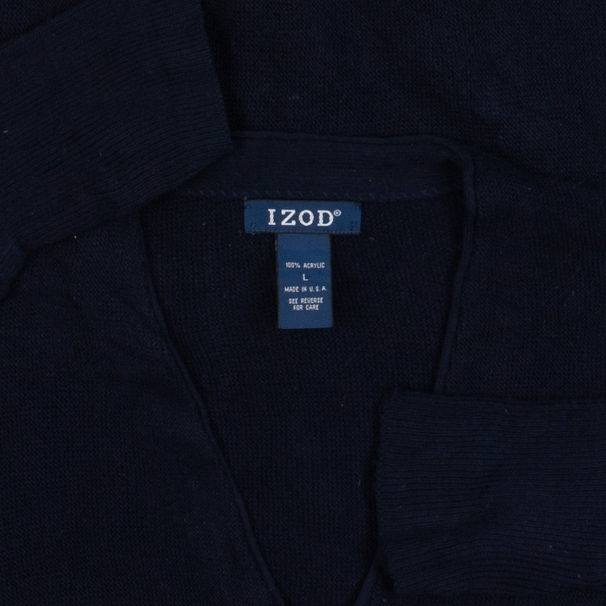 MEN'S VINTAGE 1980S IZOD KNITTED CARDIGAN - LARGE