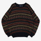 MEN'S VINTAGE 1990S PATTERNED KNITTED JUMPER - LARGE