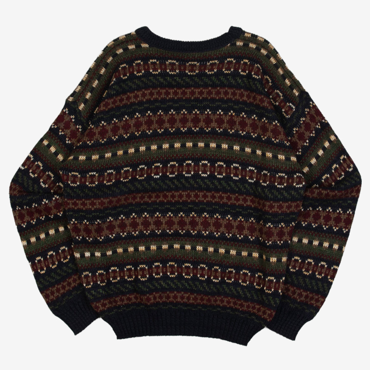 MEN'S VINTAGE 1990S PATTERNED KNITTED JUMPER - LARGE