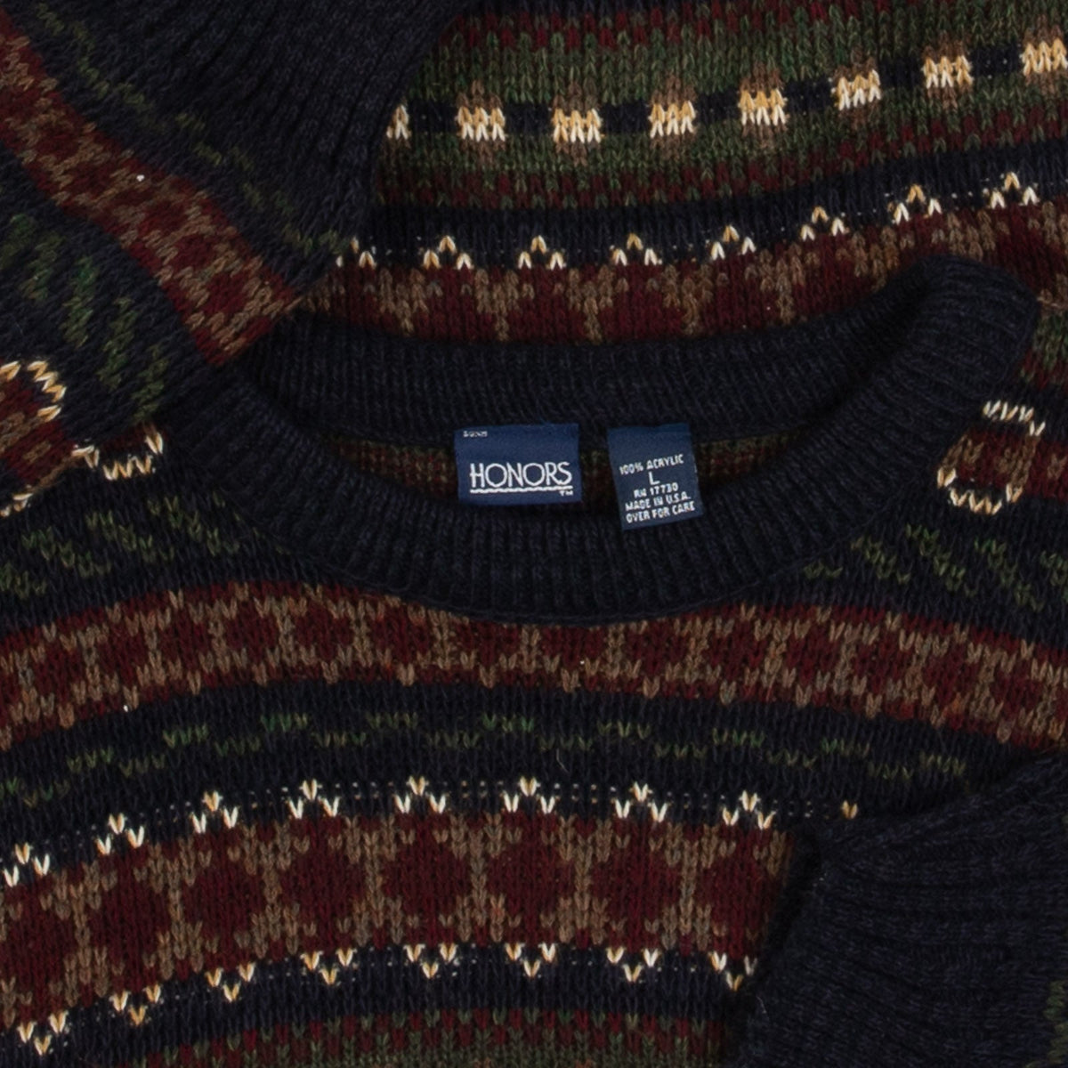 MEN'S VINTAGE 1990S PATTERNED KNITTED JUMPER - LARGE