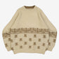 MEN'S VINTAGE 1980S PATTERNED RIBBED KNITTED JUMPER - LARGE