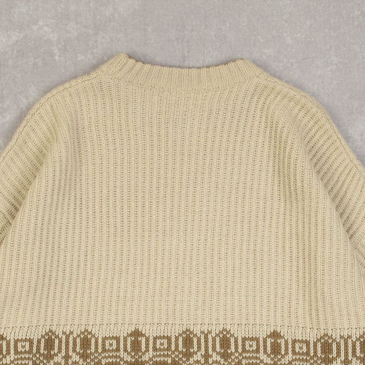 MEN'S VINTAGE 1980S PATTERNED RIBBED KNITTED JUMPER - LARGE