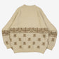 MEN'S VINTAGE 1980S PATTERNED RIBBED KNITTED JUMPER - LARGE