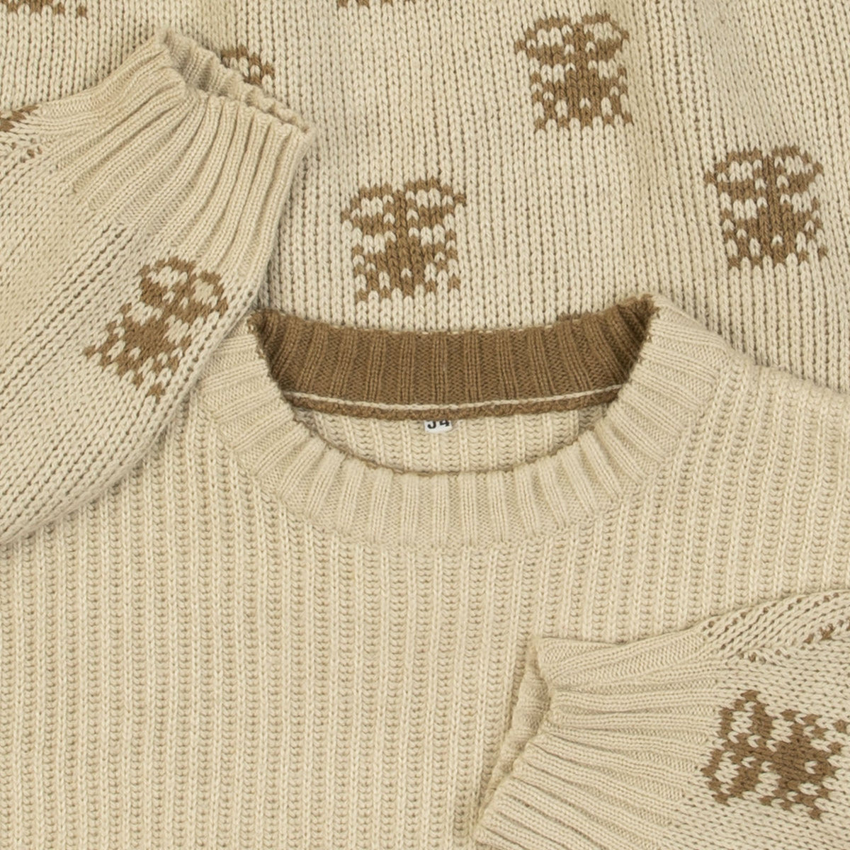 MEN'S VINTAGE 1980S PATTERNED RIBBED KNITTED JUMPER - LARGE