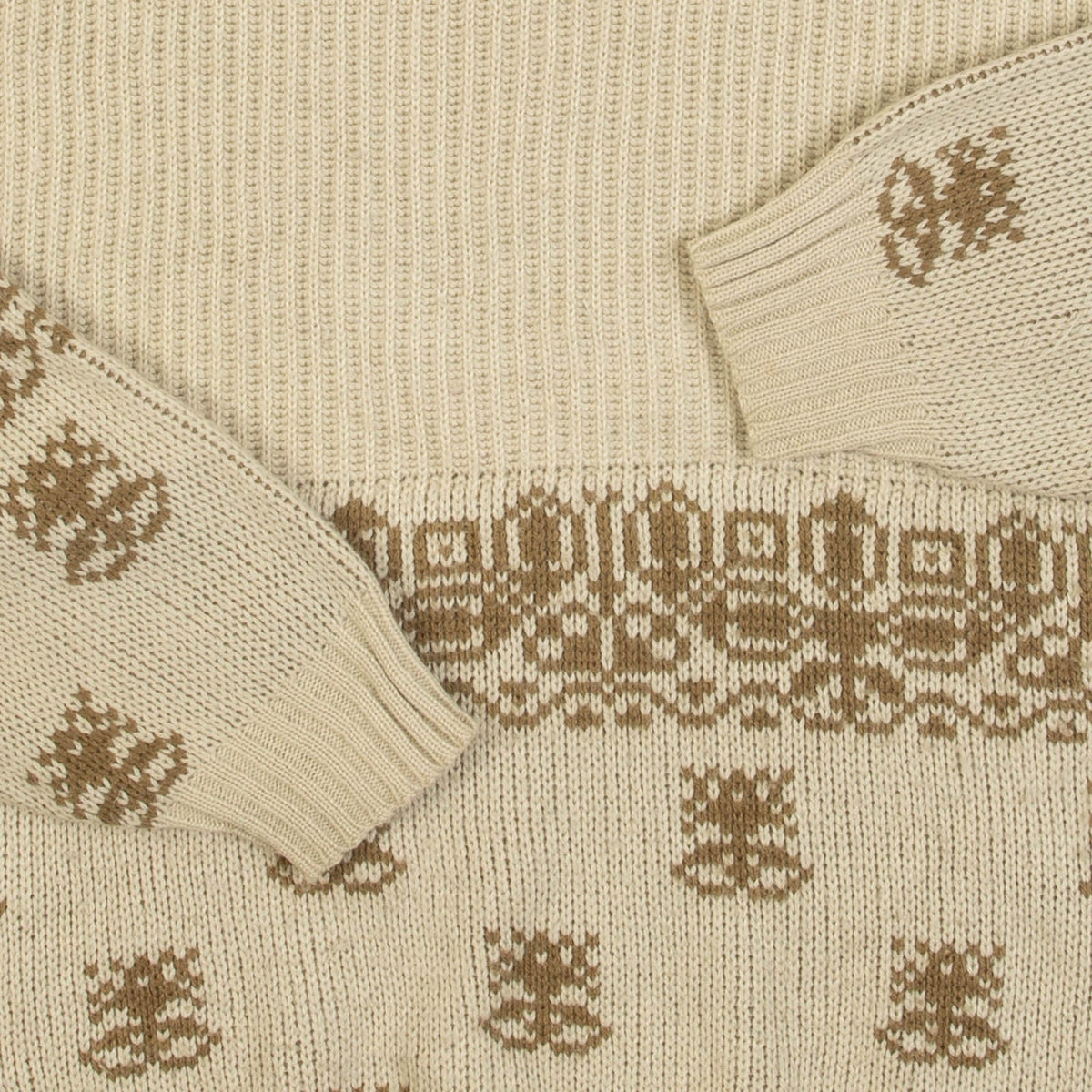 MEN'S VINTAGE 1980S PATTERNED RIBBED KNITTED JUMPER - LARGE