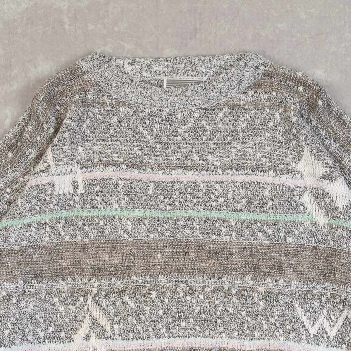 MEN'S VINTAGE 1990S PATTERNED KNITTED JUMPER - MEDIUM