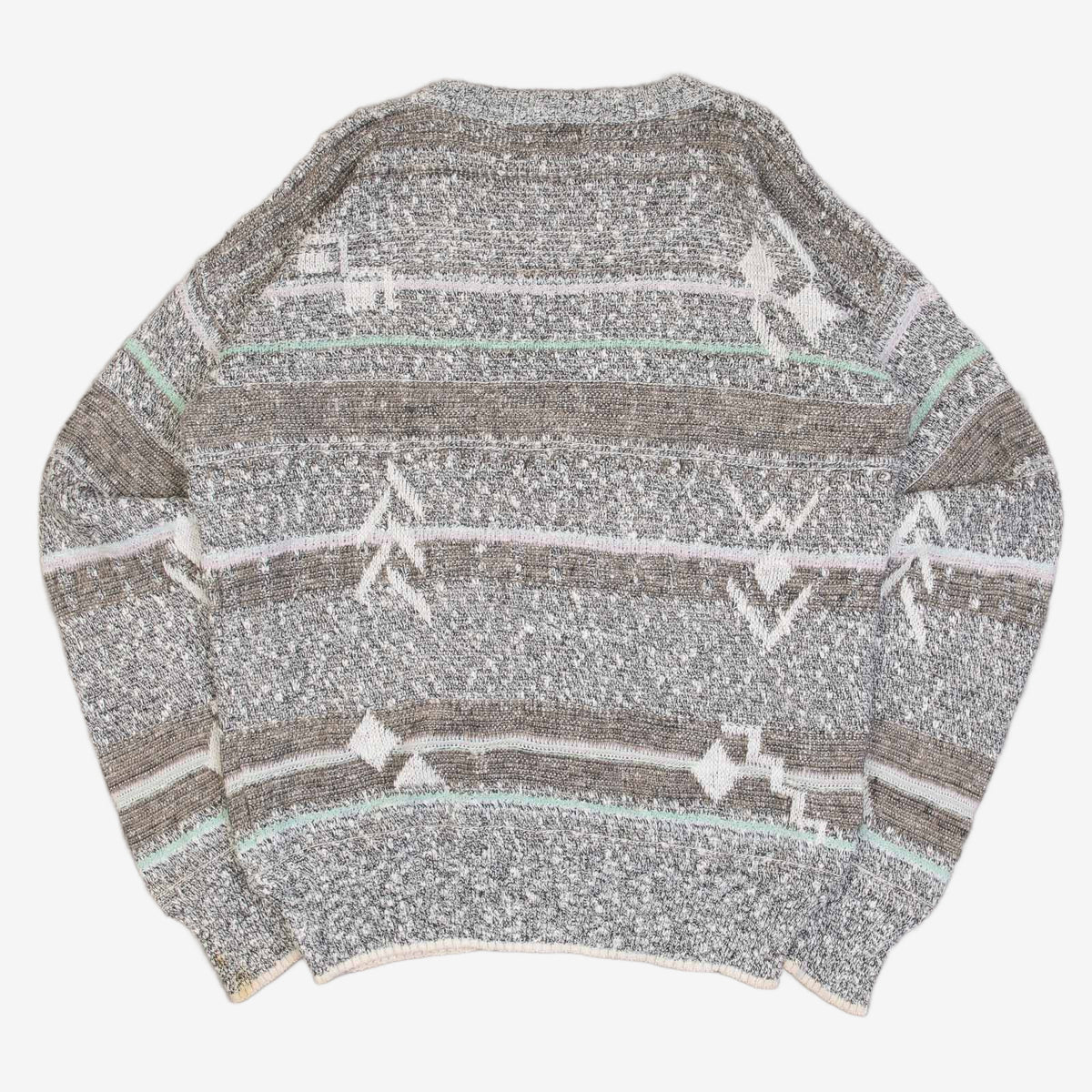 MEN'S VINTAGE 1990S PATTERNED KNITTED JUMPER - MEDIUM