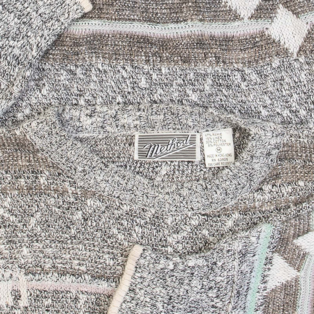 MEN'S VINTAGE 1990S PATTERNED KNITTED JUMPER - MEDIUM