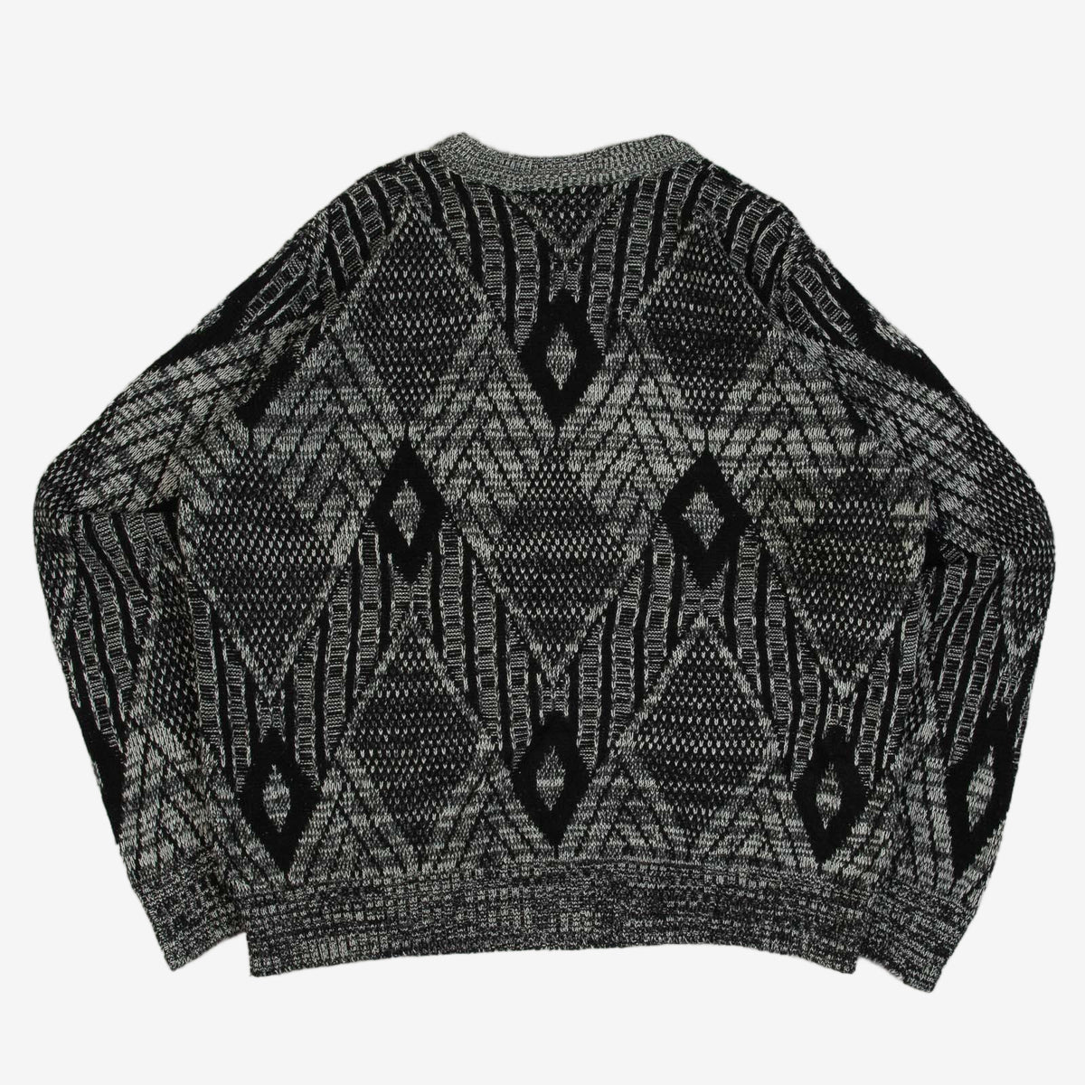 MEN'S VINTAGE 1990S PATTERNED LEATHER PATCH JUMPER - X-LARGE TALL