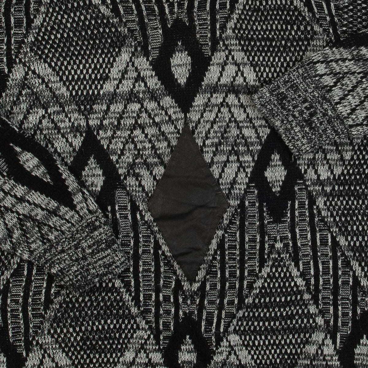 MEN'S VINTAGE 1990S PATTERNED LEATHER PATCH JUMPER - X-LARGE TALL