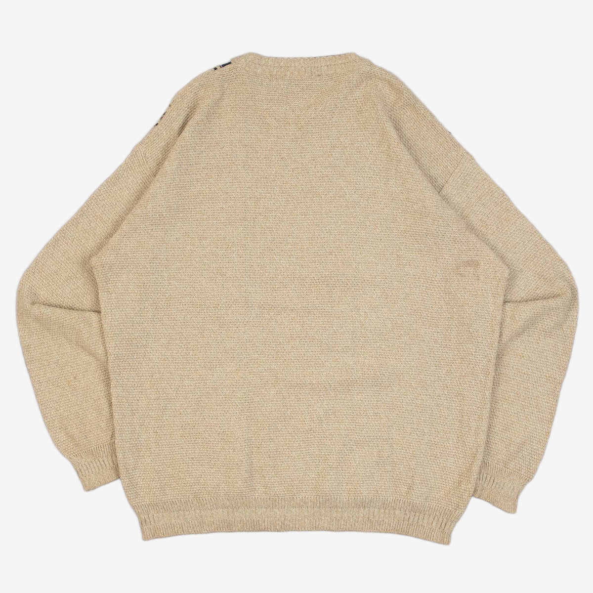 MEN'S VINTAGE 1980S STRUCTURED PATTERNED KNITTED JUMPER - X-LARGE