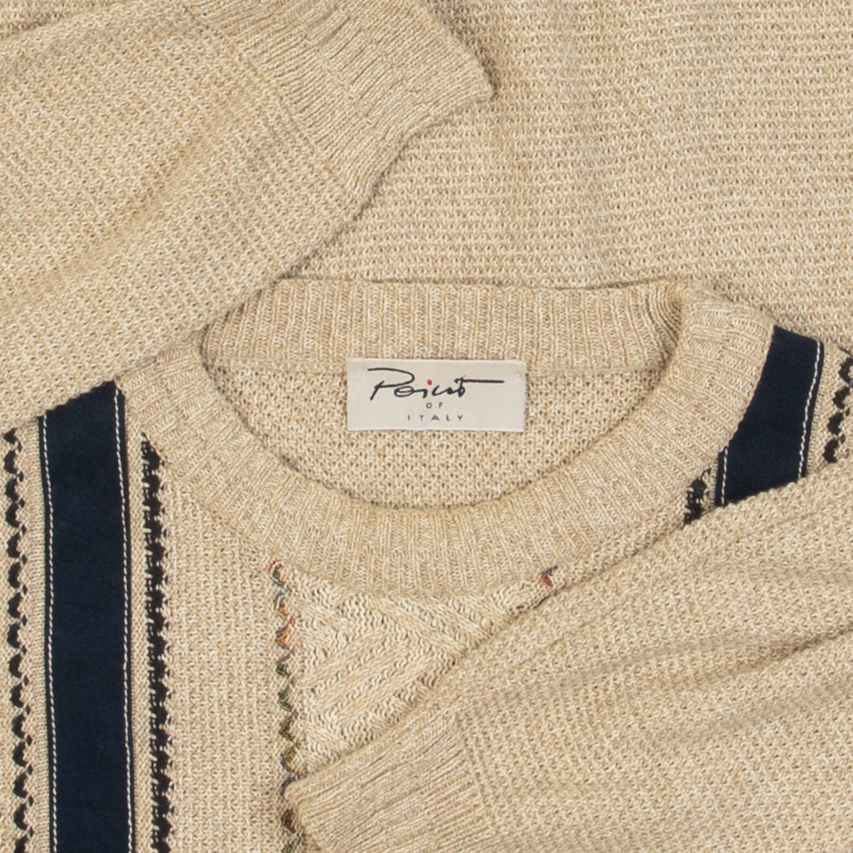MEN'S VINTAGE 1980S STRUCTURED PATTERNED KNITTED JUMPER - X-LARGE