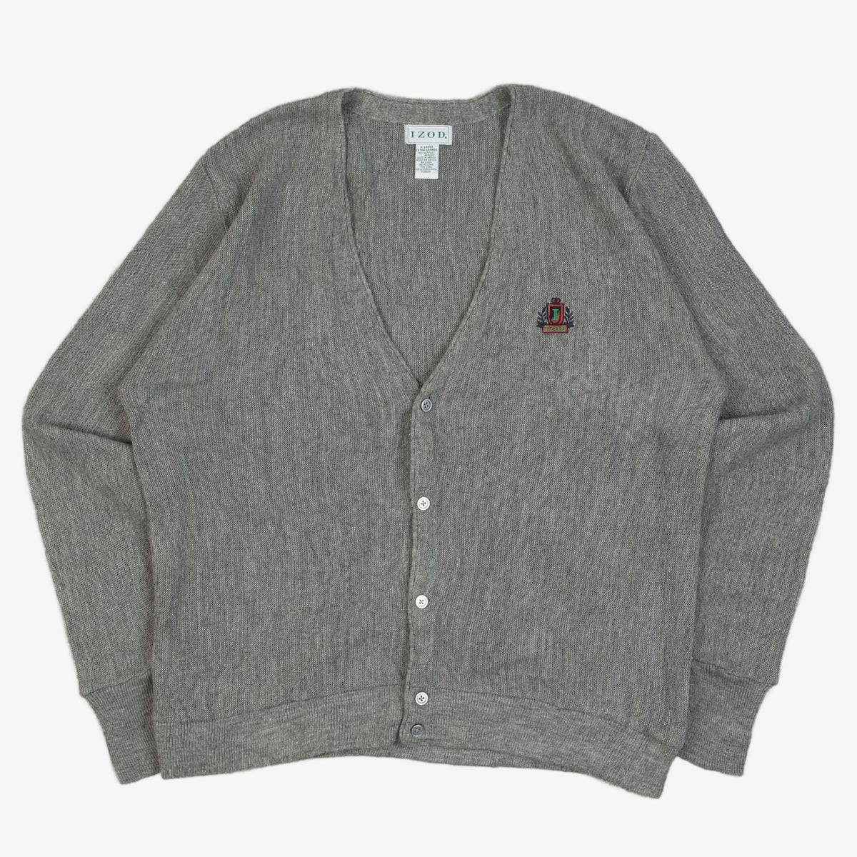 MEN'S VINTAGE 1990S IZOD KNITTED CARDIGAN - X-LARGE
