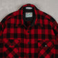 MEN'S VINTAGE 1980S WOOL CHECKED CPO SHIRT - LARGE
