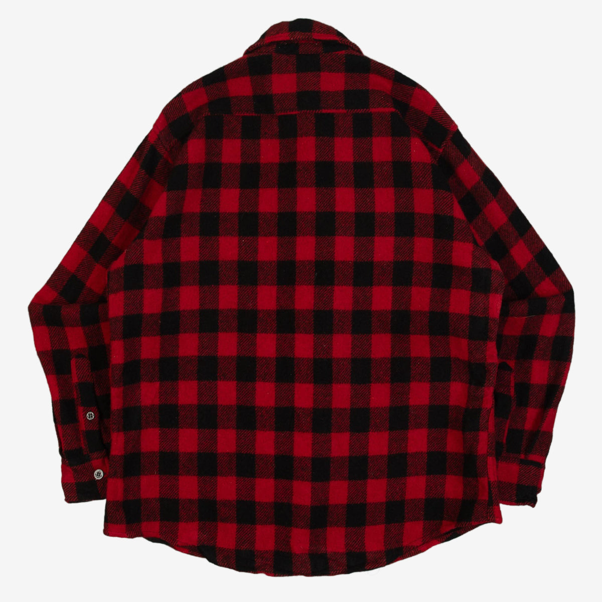 MEN'S VINTAGE 1980S WOOL CHECKED CPO SHIRT - LARGE