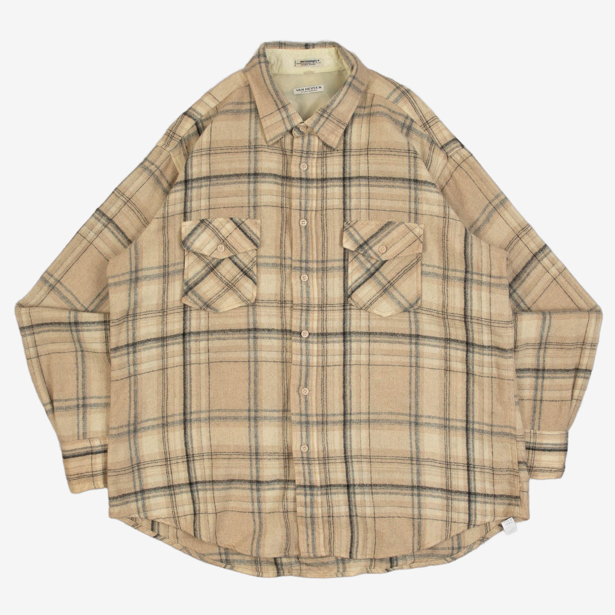 MEN'S VINTAGE 1980S WOOL CHECKED SHIRT - X-LARGE