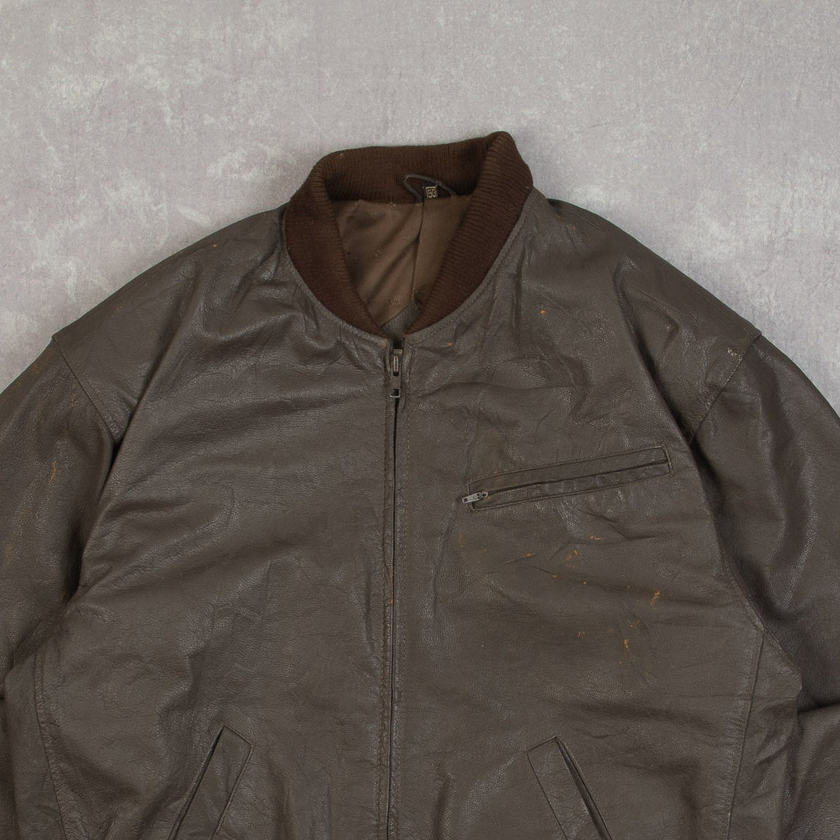 MEN'S VINTAGE 1980S LEATHER BOMBER JACKET - LARGE