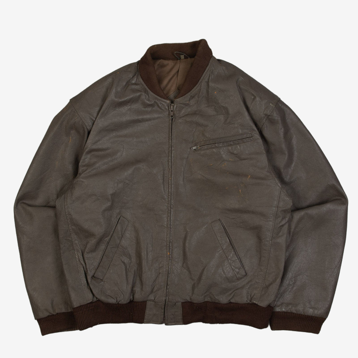 MEN'S VINTAGE 1980S LEATHER BOMBER JACKET - LARGE
