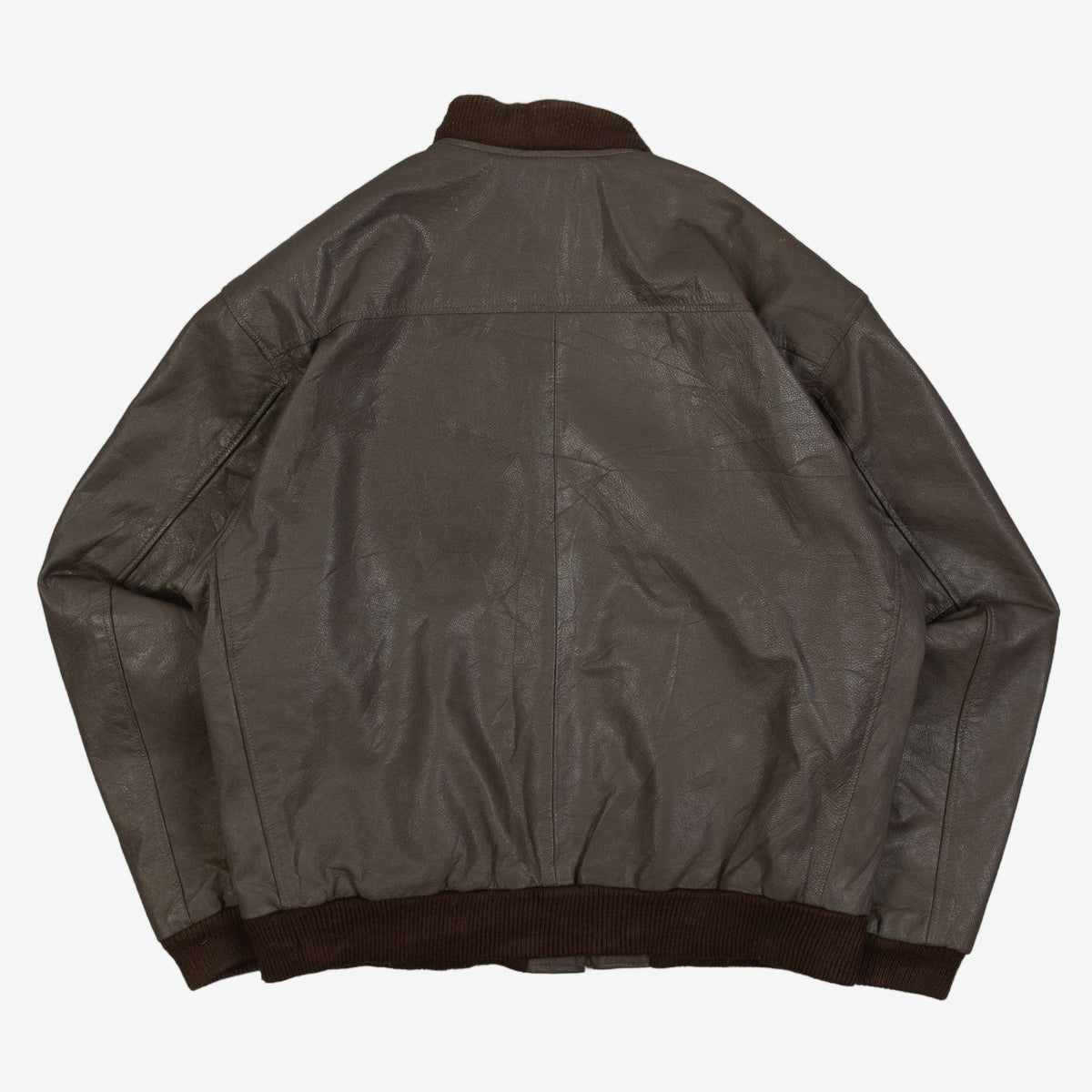 MEN'S VINTAGE 1980S LEATHER BOMBER JACKET - LARGE