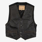 MEN'S VINTAGE 1980S LEATHER GILET VEST JACKET - MEDIUM