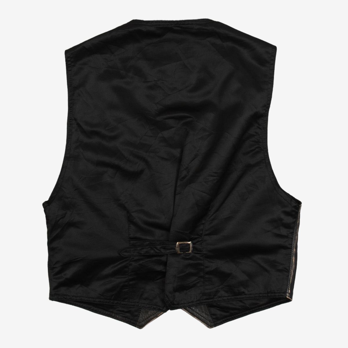 MEN'S VINTAGE 1980S LEATHER GILET VEST JACKET - MEDIUM