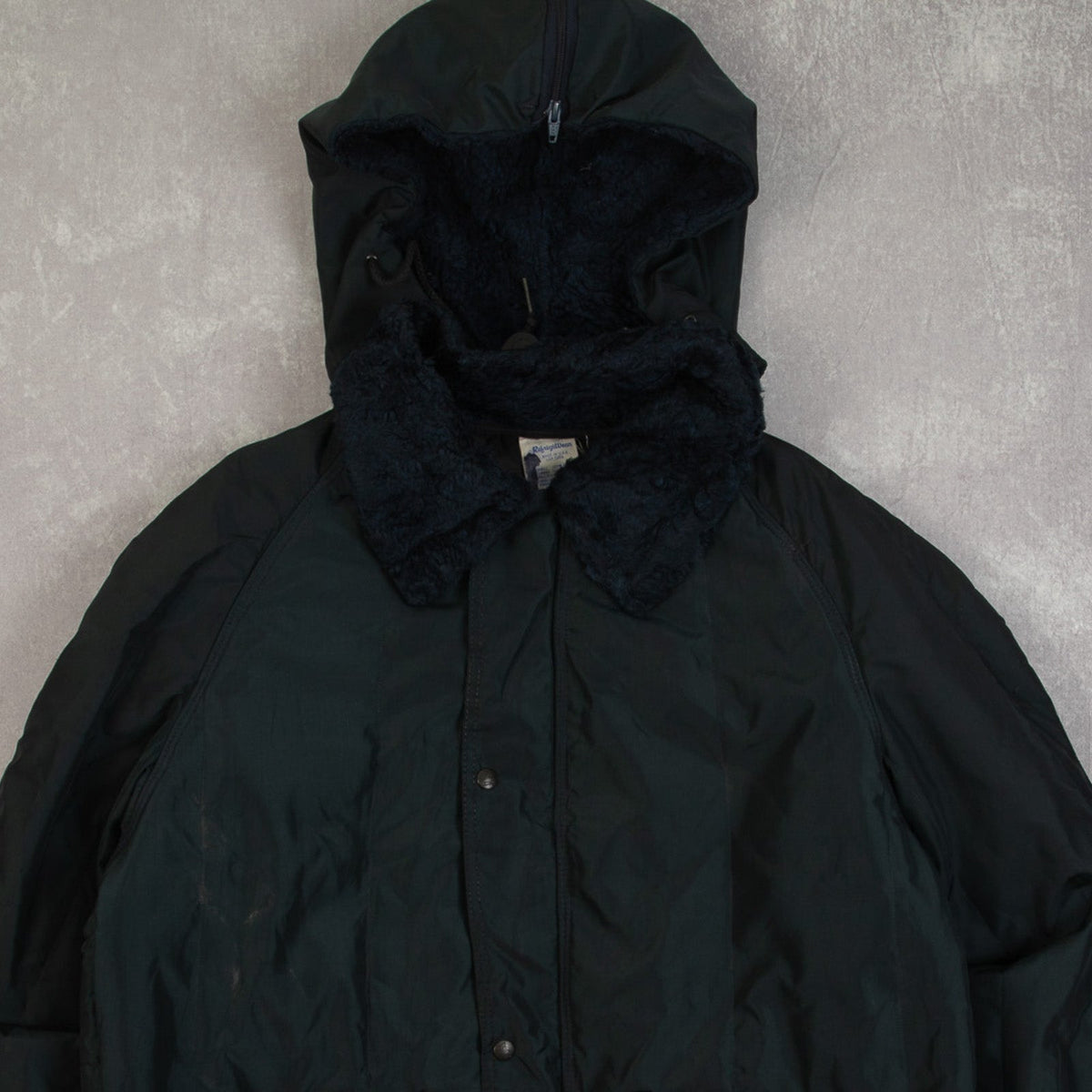 MEN'S VINTAGE 1980S HOODED SHERPA COLLARED PARKA JACKET - X-LARGE