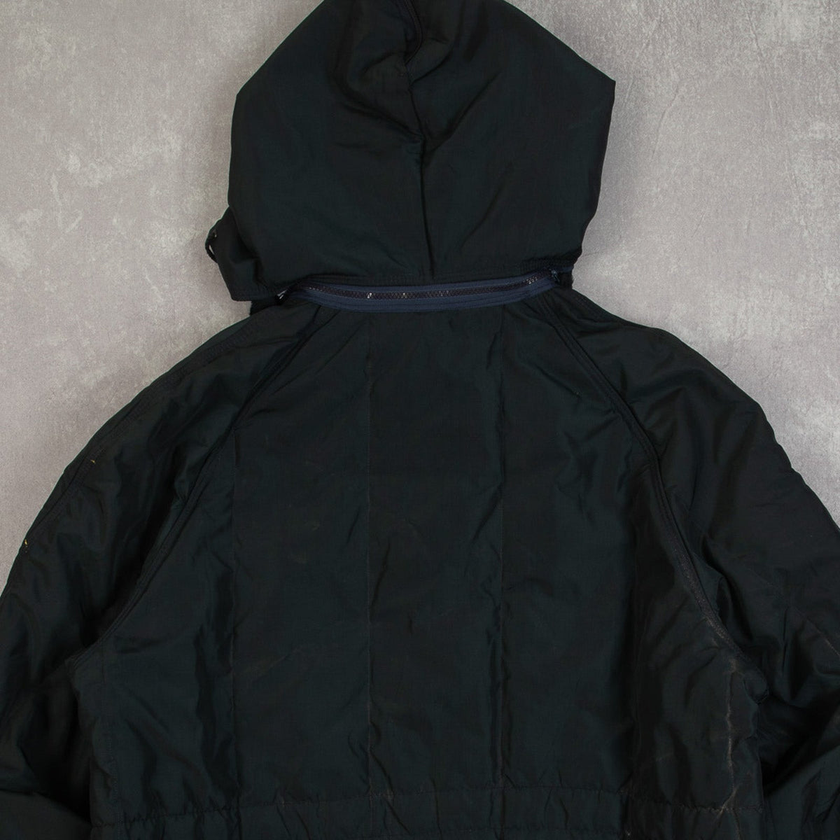 MEN'S VINTAGE 1980S HOODED SHERPA COLLARED PARKA JACKET - X-LARGE