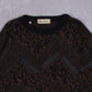 MEN'S VINTAGE 1980S LEATHER PATCH PATTERNED KNITTED JUMPER - LARGE