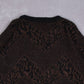 MEN'S VINTAGE 1980S LEATHER PATCH PATTERNED KNITTED JUMPER - LARGE