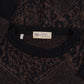 MEN'S VINTAGE 1980S LEATHER PATCH PATTERNED KNITTED JUMPER - LARGE