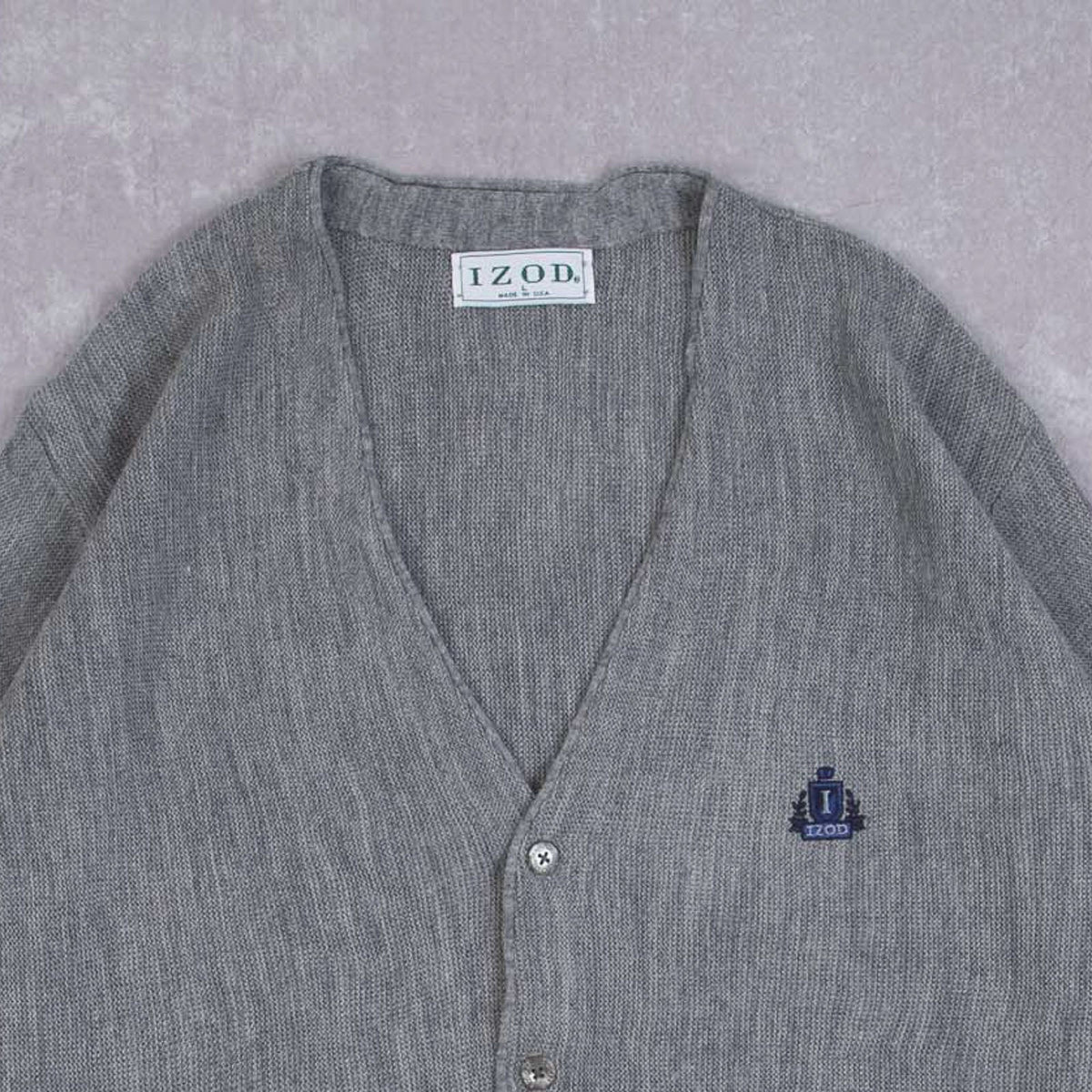 MEN'S VINTAGE 1980S IZOD KNITTED CARDIGAN - LARGE