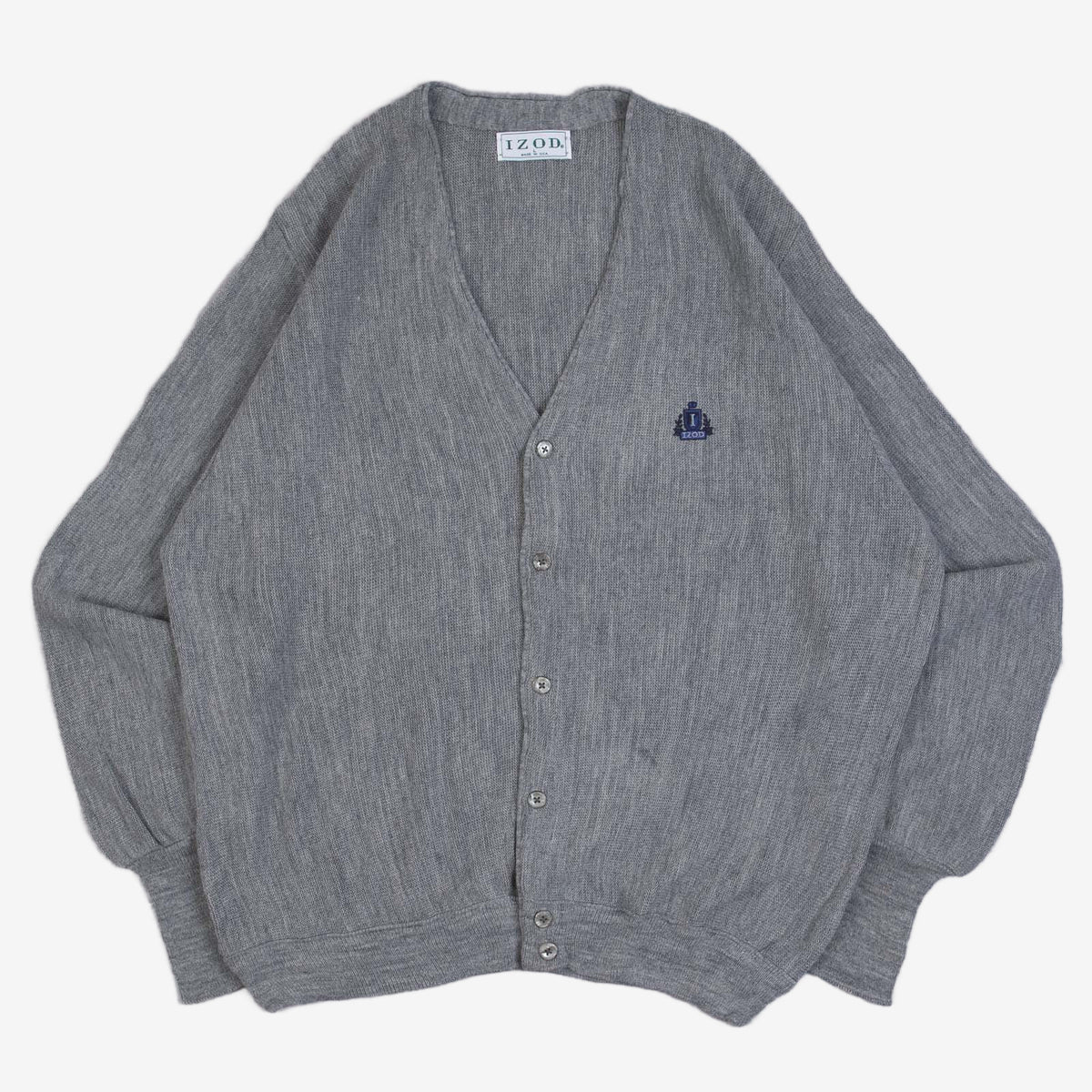 MEN'S VINTAGE 1980S IZOD KNITTED CARDIGAN - LARGE
