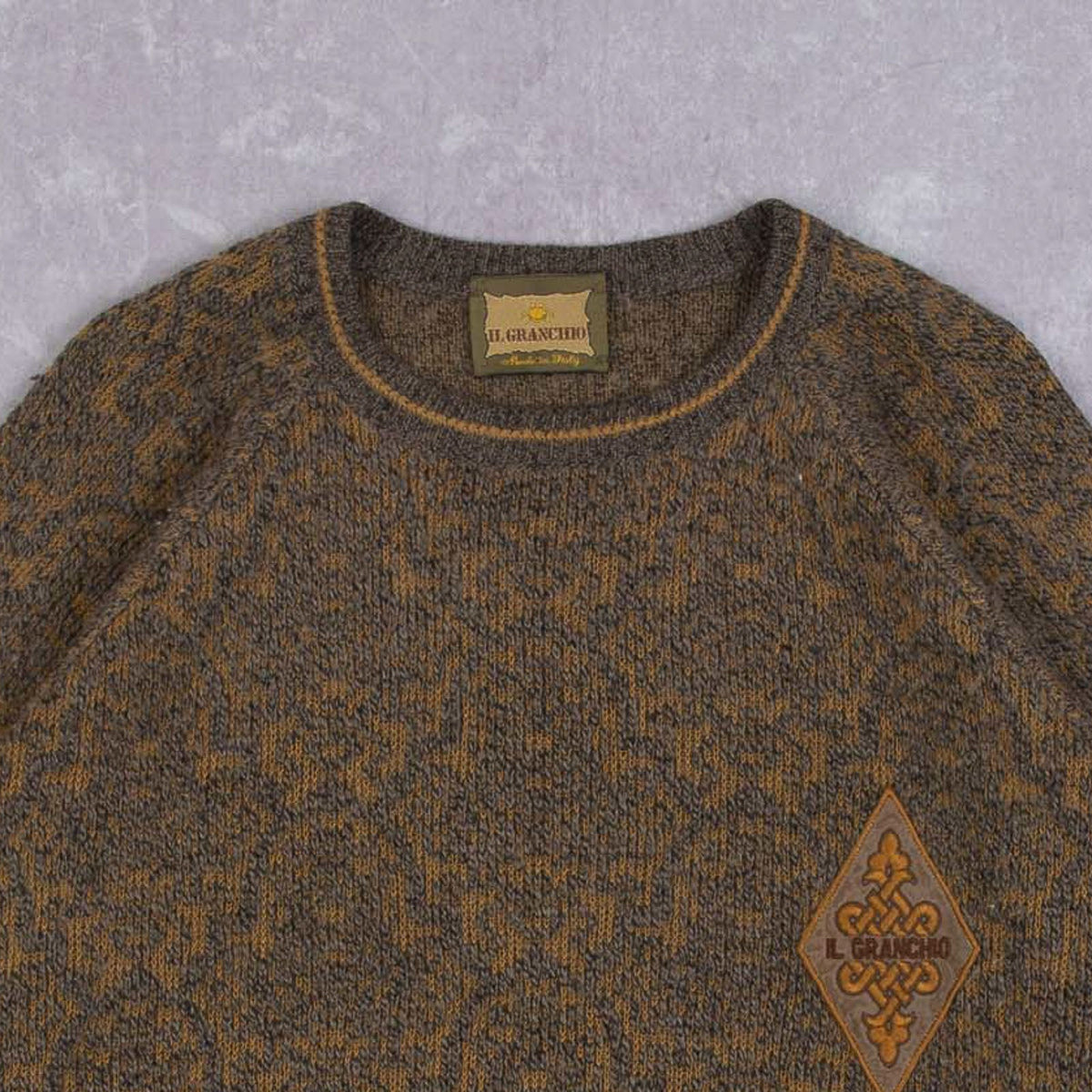 WOMEN'S VINTAGE 1980S IL GRANCHIO PATTERNED KNITTED JUMPER - X-LARGE