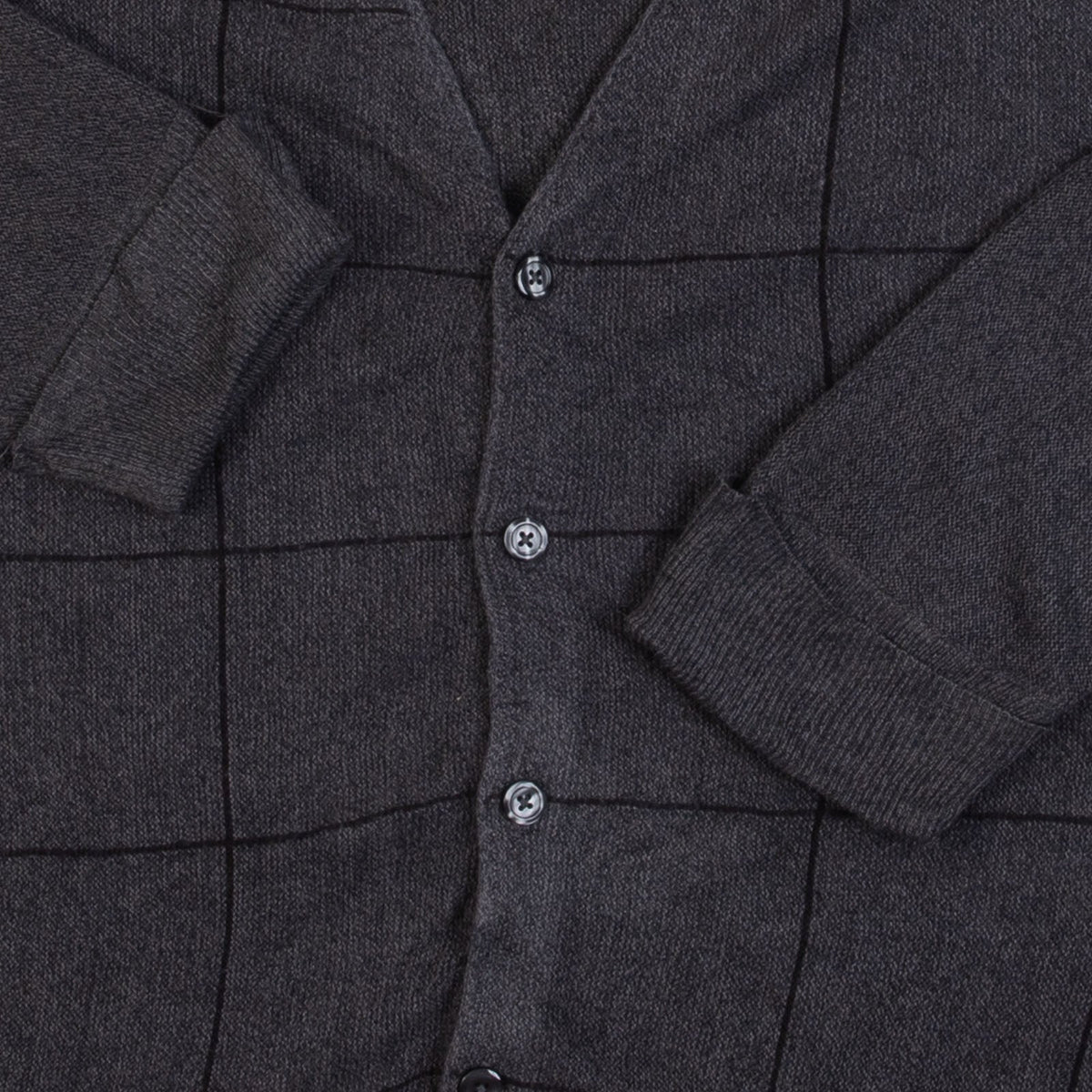MEN'S VINTAGE 1990S GRID PATTERNED KNITTED CARDIGAN - XX-LARGE