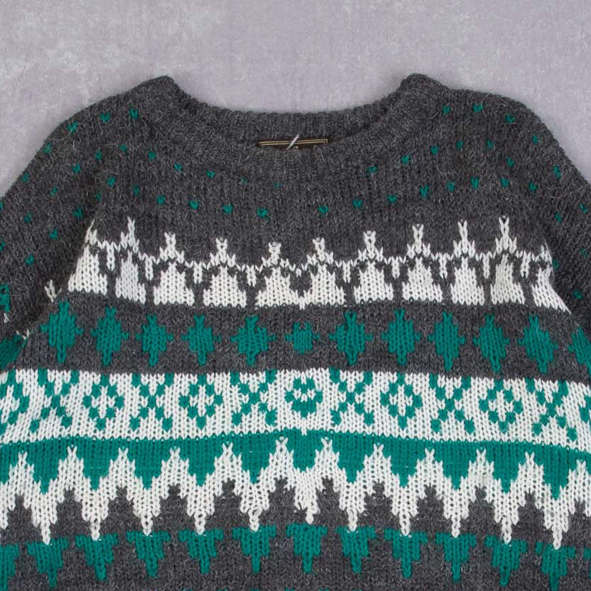 WOMEN'S VINTAGE 1990S PATTERNED KNITTED JUMPER - X-LARGE