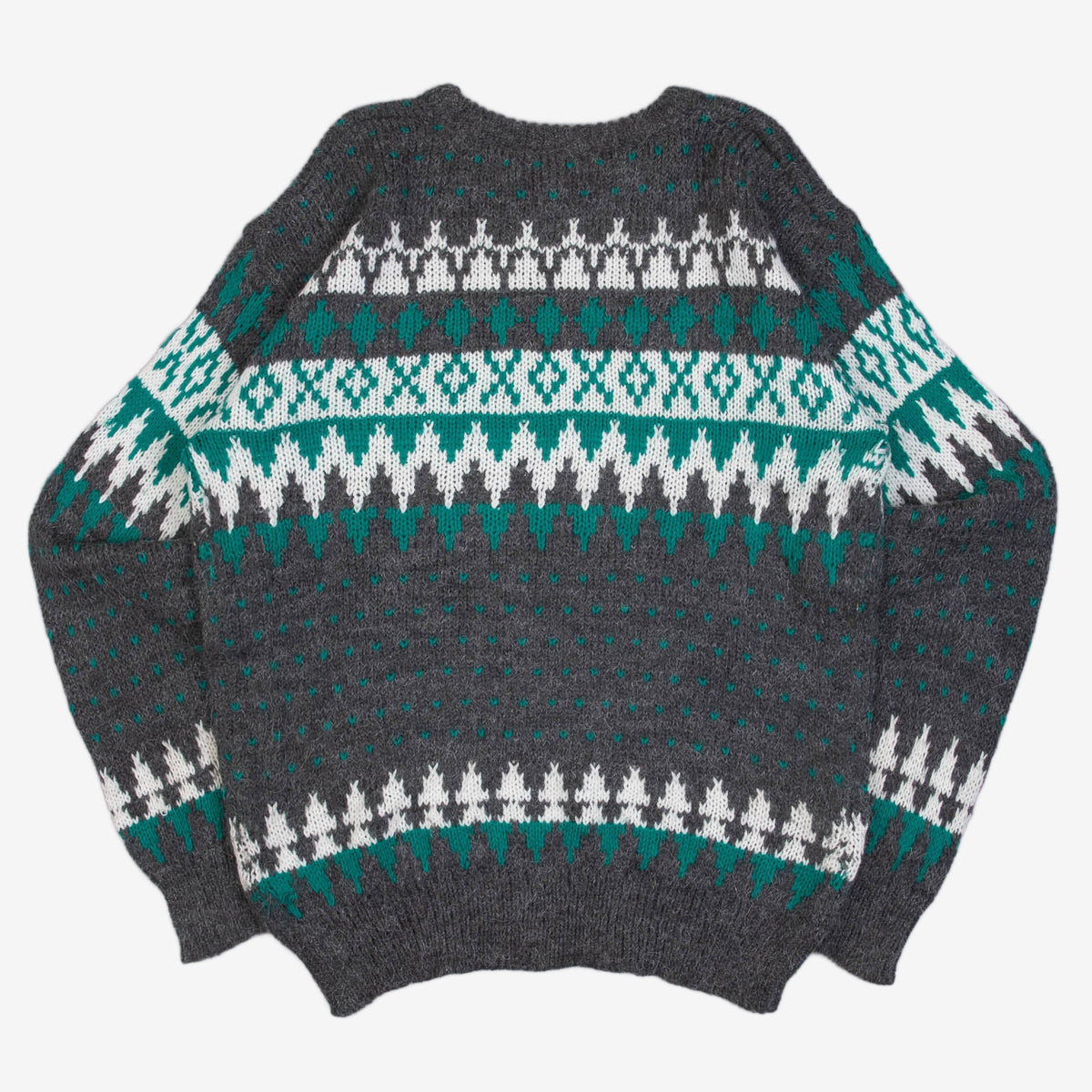 WOMEN'S VINTAGE 1990S PATTERNED KNITTED JUMPER - X-LARGE