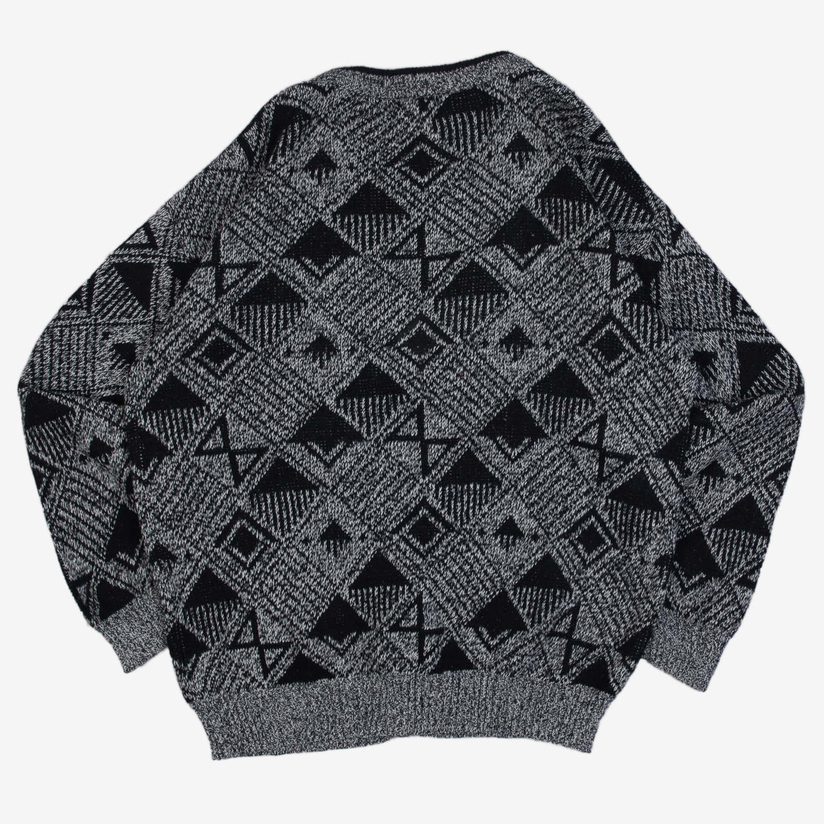 MEN'S VINTAGE 1990S PATTERNED KNITTED CARDIGAN - LARGE