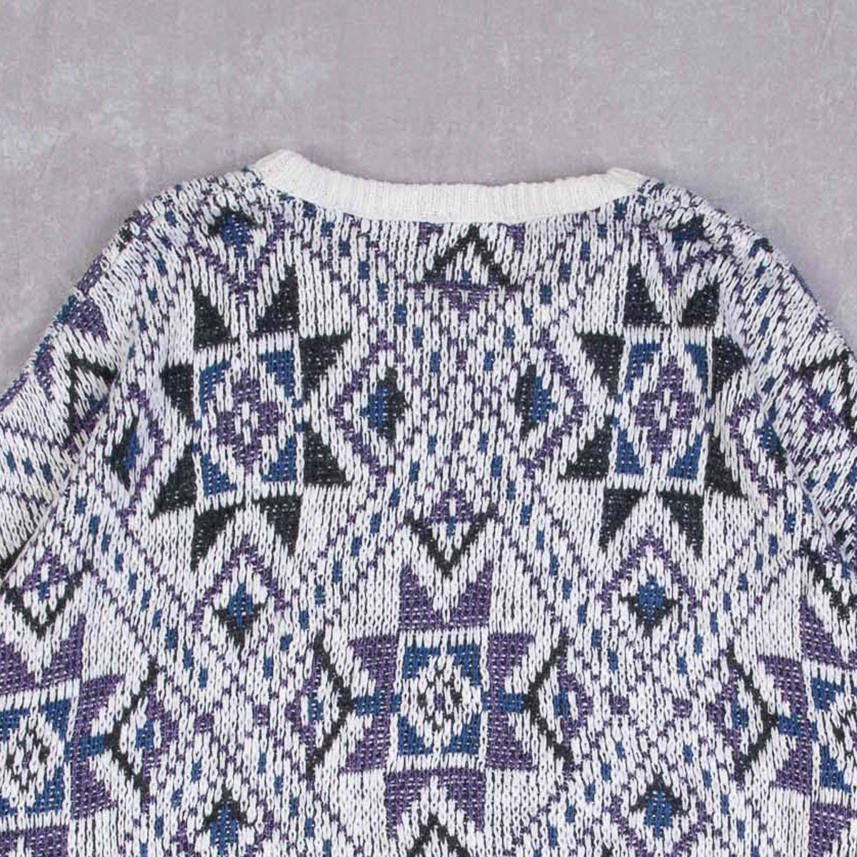 MEN'S VINTAGE 1980S STAR PATTERNED KNITTED JUMPER - LARGE