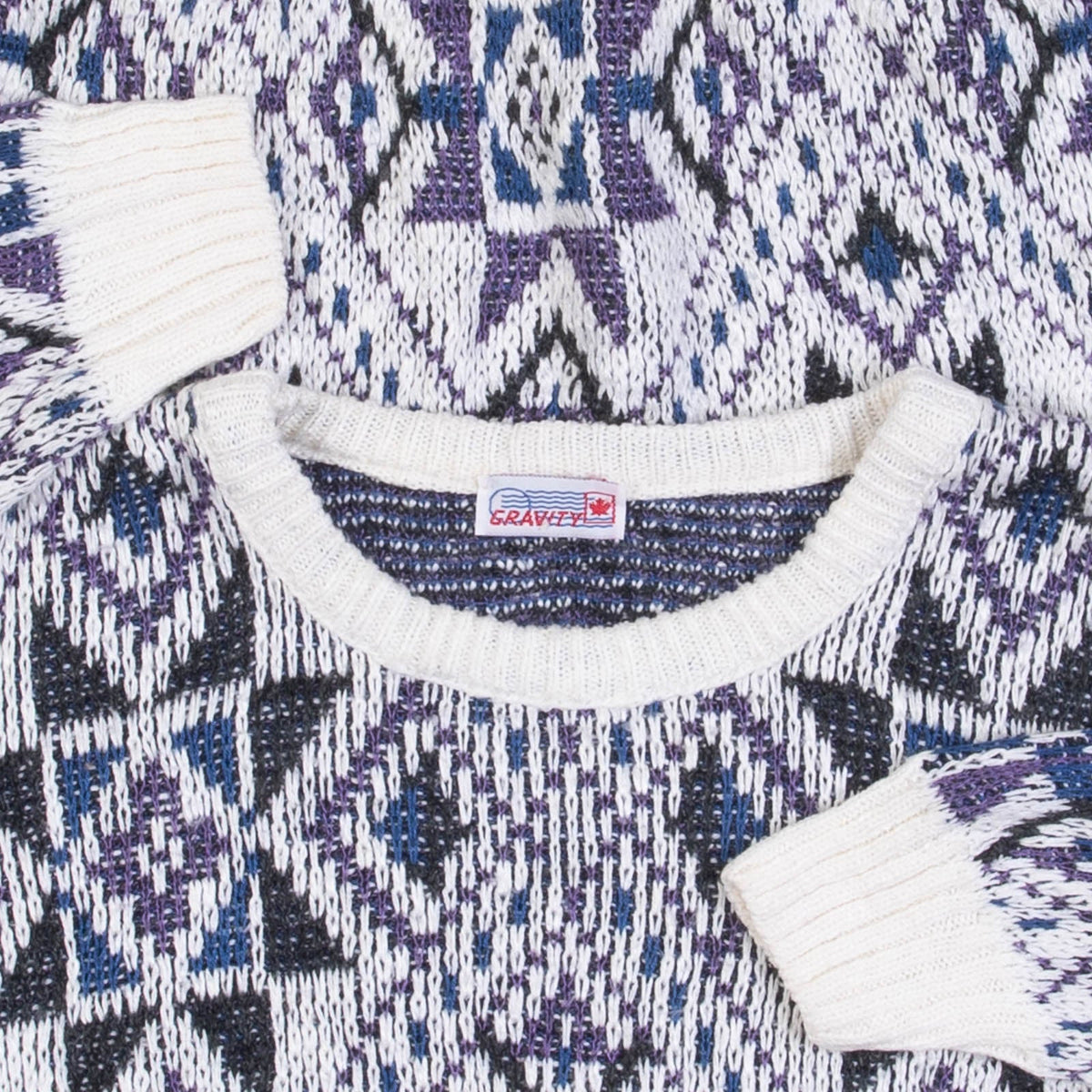 MEN'S VINTAGE 1980S STAR PATTERNED KNITTED JUMPER - LARGE