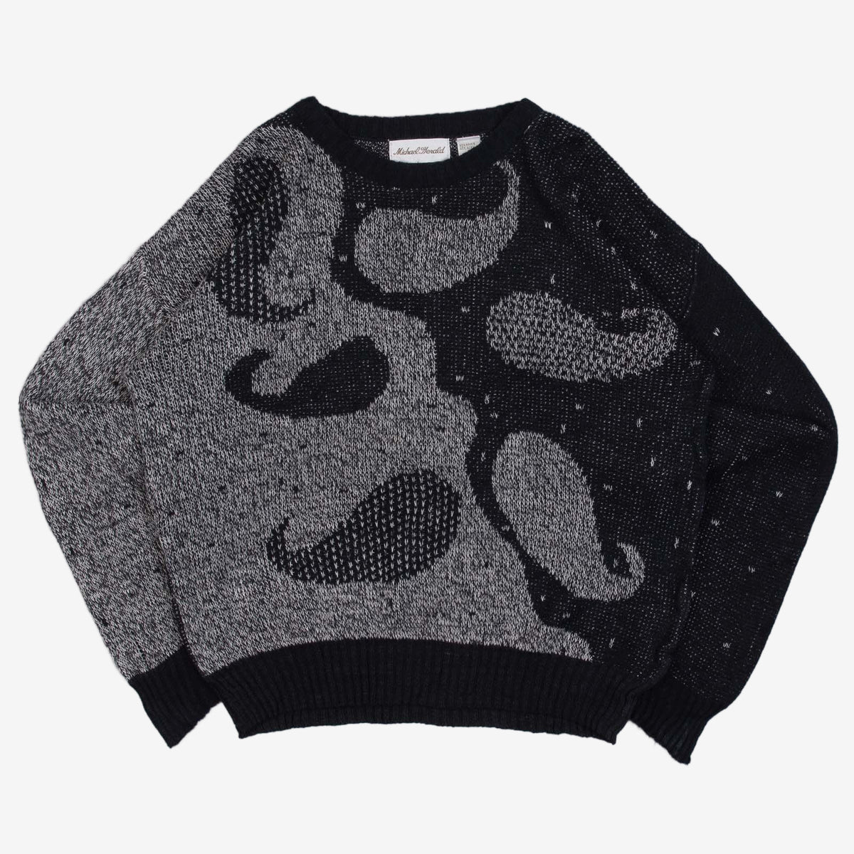 MEN'S VINTAGE 1990S PATTERNED KNITTED JUMPER - MEDIUM