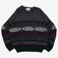 MEN'S VINTAGE 1980S PATTERNED KNITTED JUMPER - MEDIUM