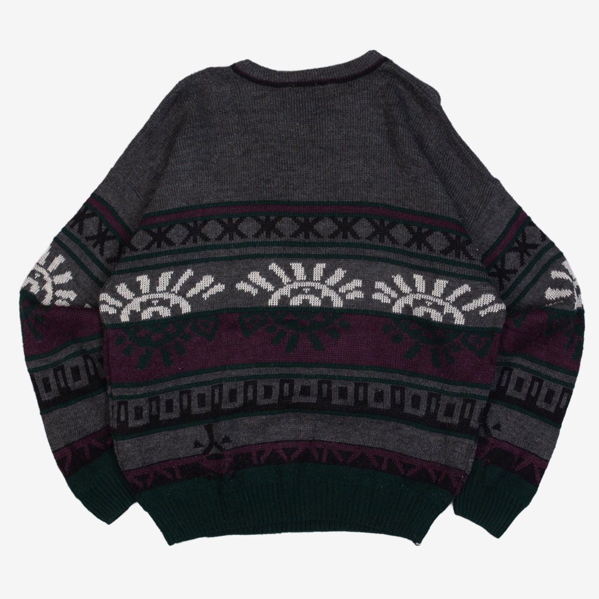 MEN'S VINTAGE 1980S PATTERNED KNITTED JUMPER - MEDIUM