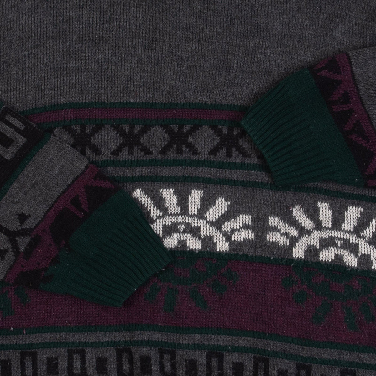 MEN'S VINTAGE 1980S PATTERNED KNITTED JUMPER - MEDIUM