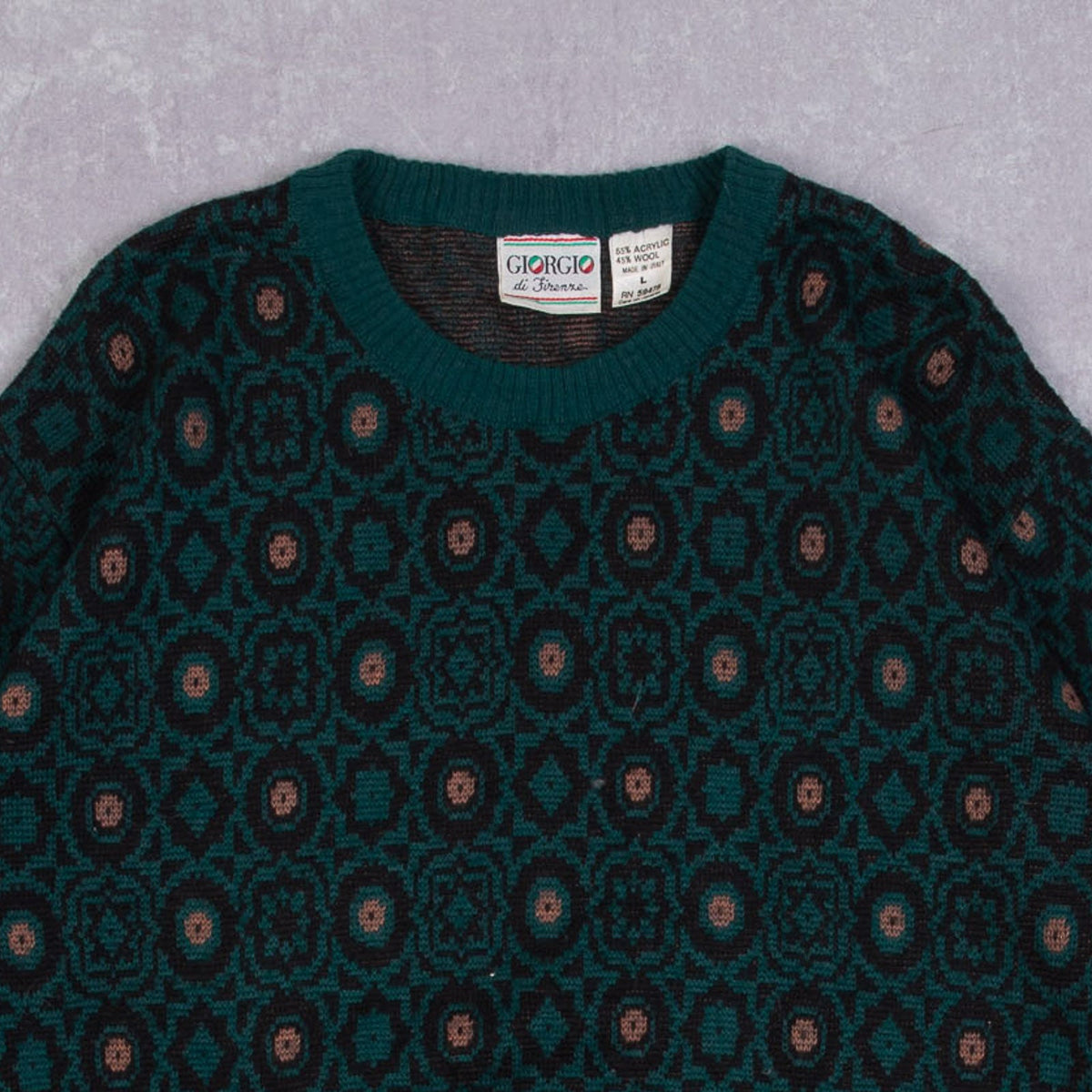 WOMEN'S VINTAGE 1990S PATTERNED KNITTED JUMPER - LARGE