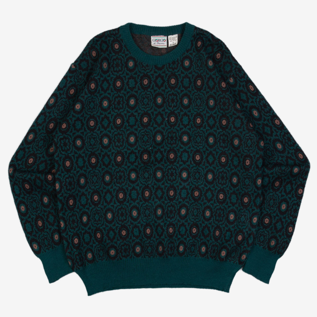 WOMEN'S VINTAGE 1990S PATTERNED KNITTED JUMPER - LARGE